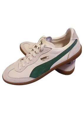 Puma Super Liga White Sneakers with Green Stripe